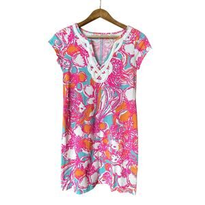 Lilly Pulitzer T-Shirt Dress Size XS Brewster Pink Pima Cotton Preppy Resort